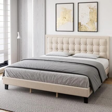 simple bed with headbord