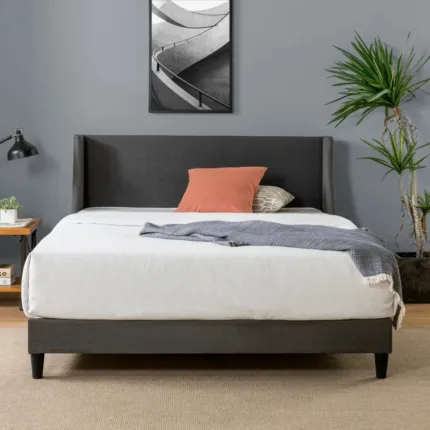 Upholstered Winged Headboard Bed